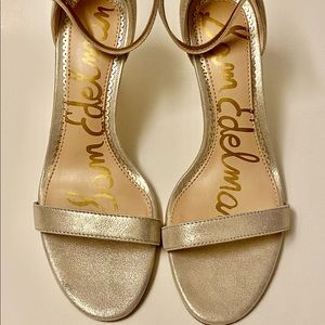Sam Edelman Patti light gold leather ankle strap sandal heels 6 1/2M D7035LX926